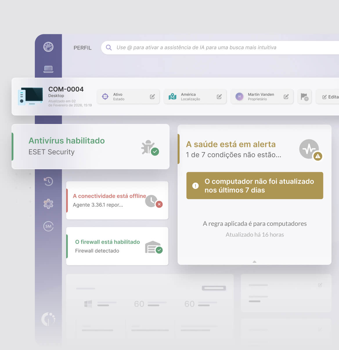 Monitore a conformidade da segurança dos ativos de TI