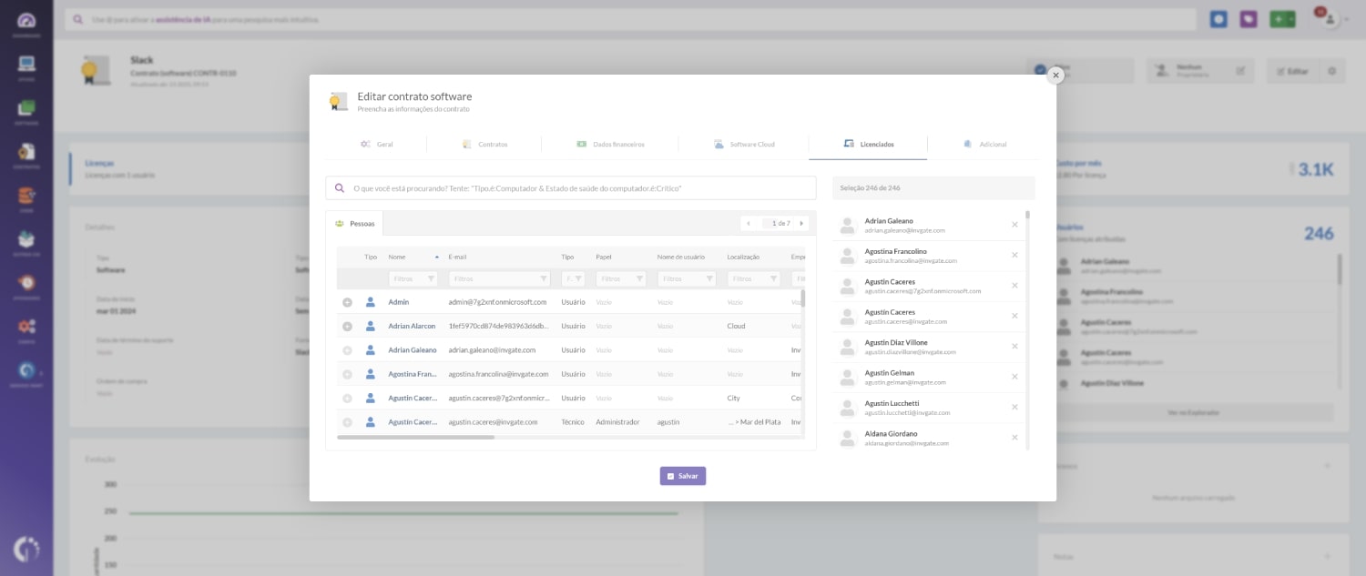 Distribua facilmente licenças de software com o InvGate Asset Management.