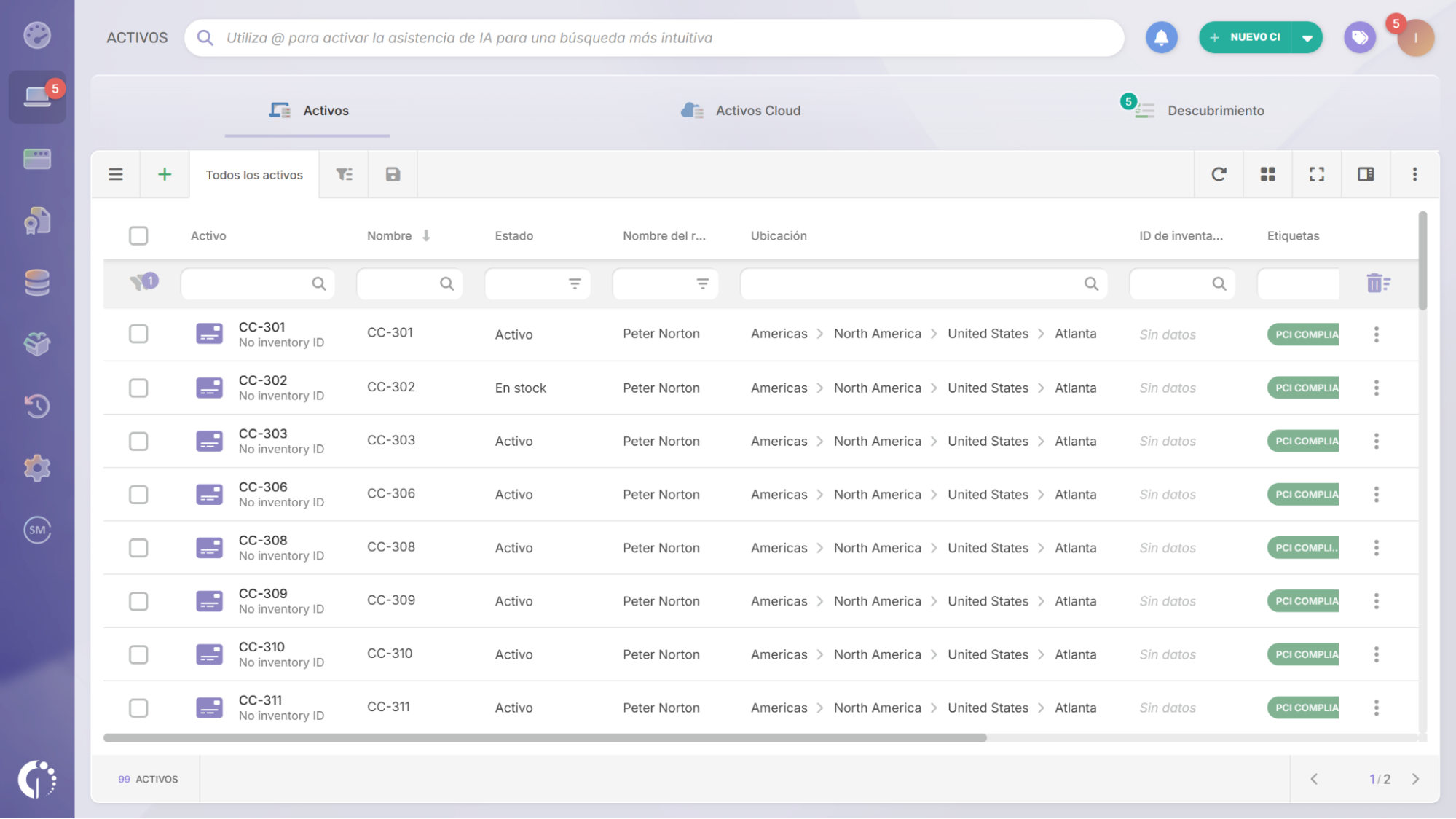 Etiquetas del panel de cumplimiento GDPR en InvGate Asset Management.