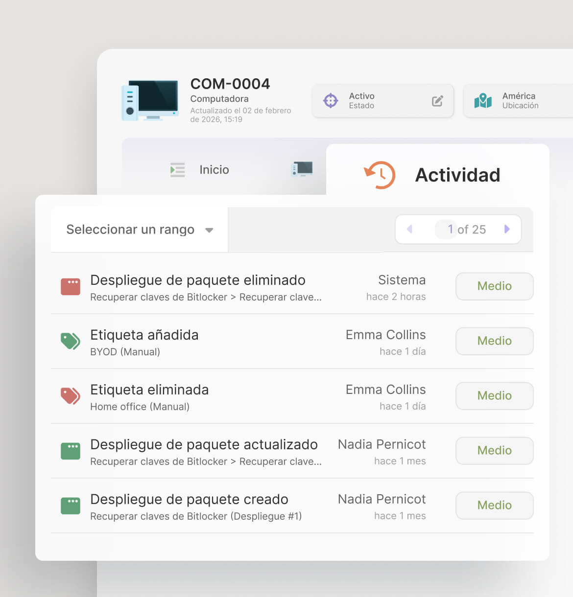 Registra todos los cambios que impactan a cada activo