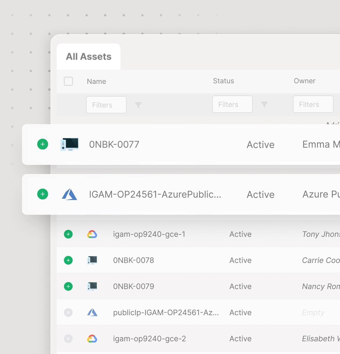 Full visibility over every asset, in one place