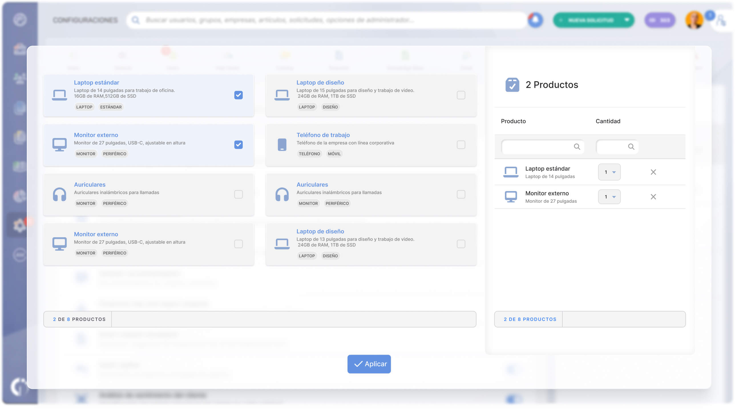 Product Catalog en InvGate Service Management