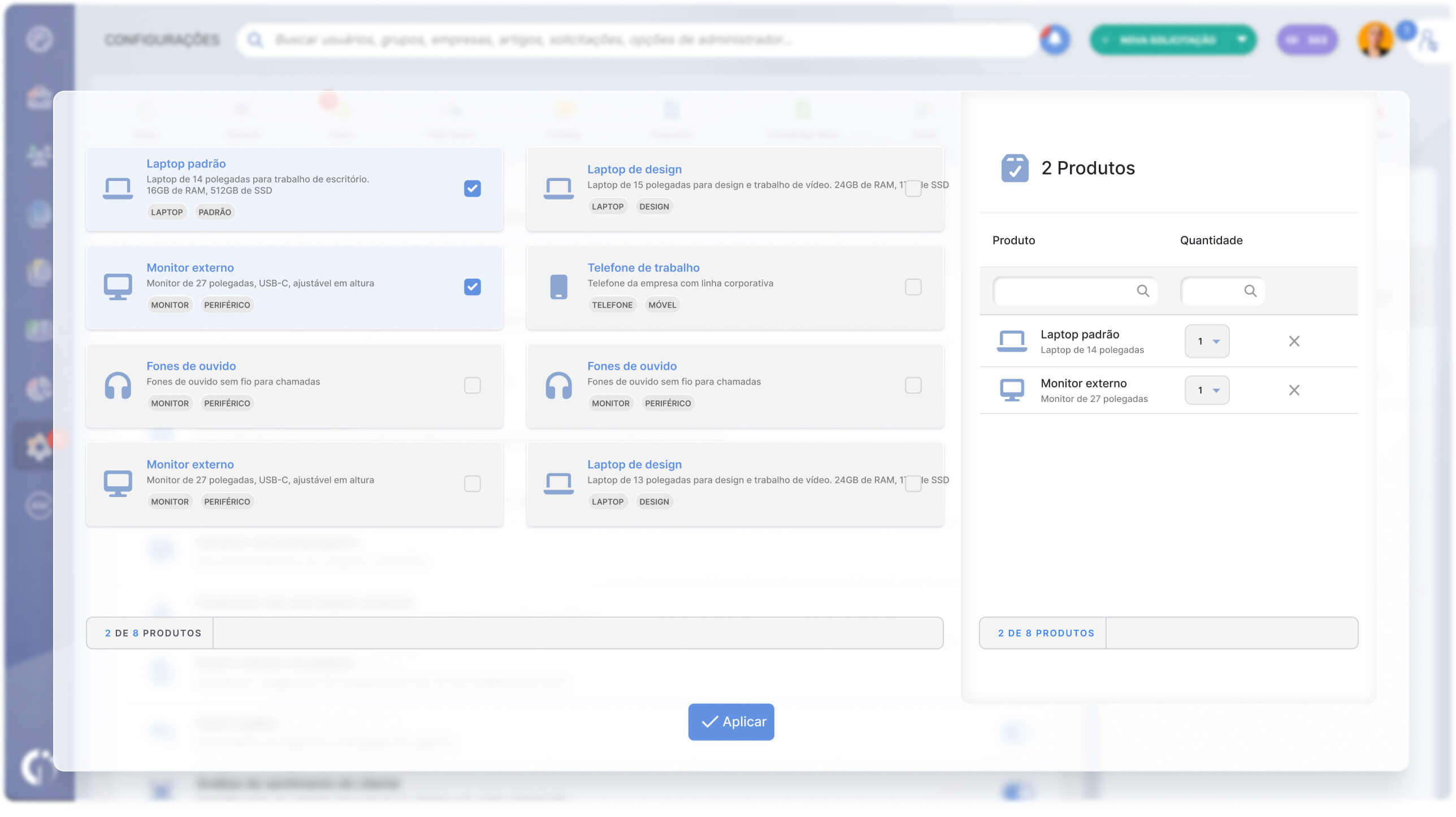 Product Catalog no InvGate Service Management