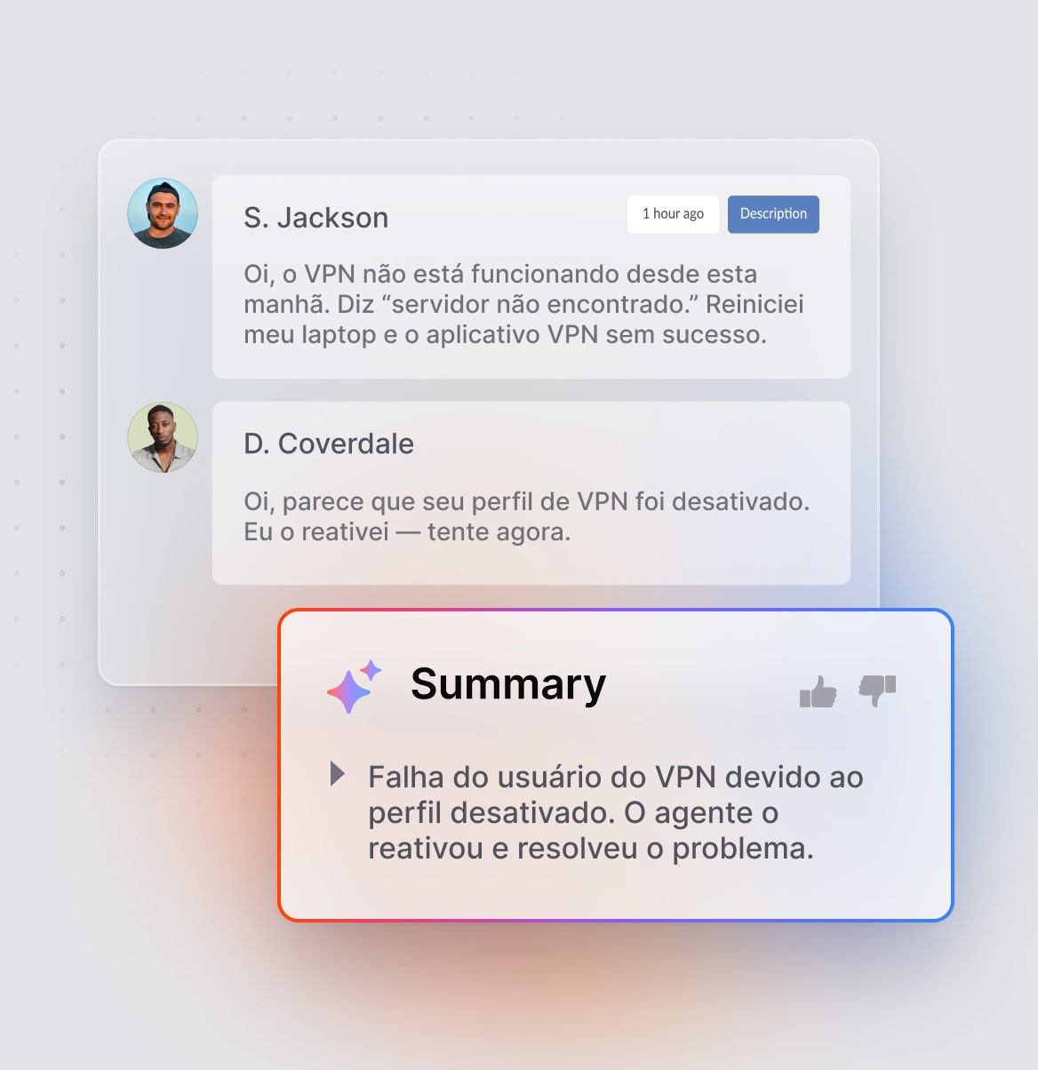 Resumos de tickets com um clique