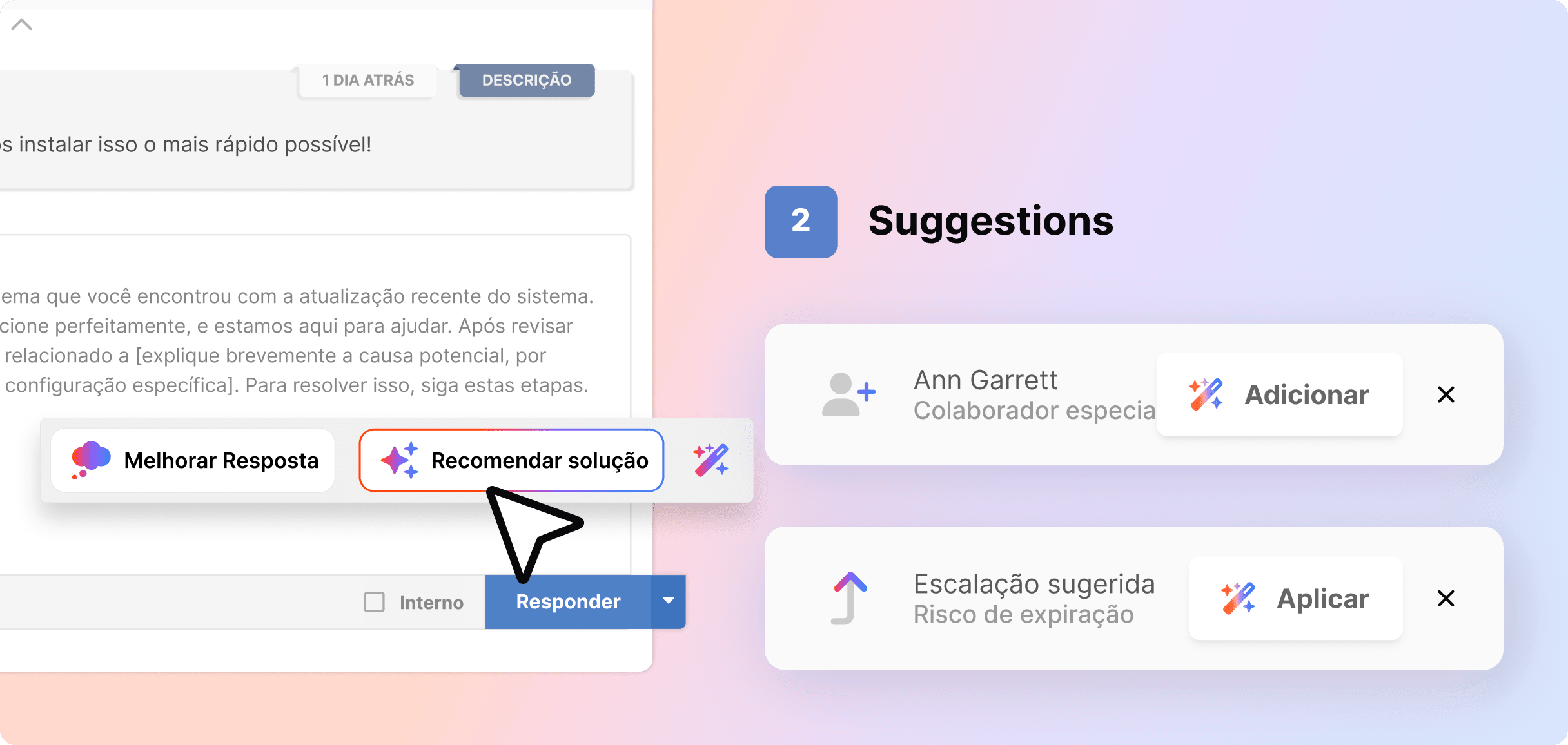 Sugestões inteligentes