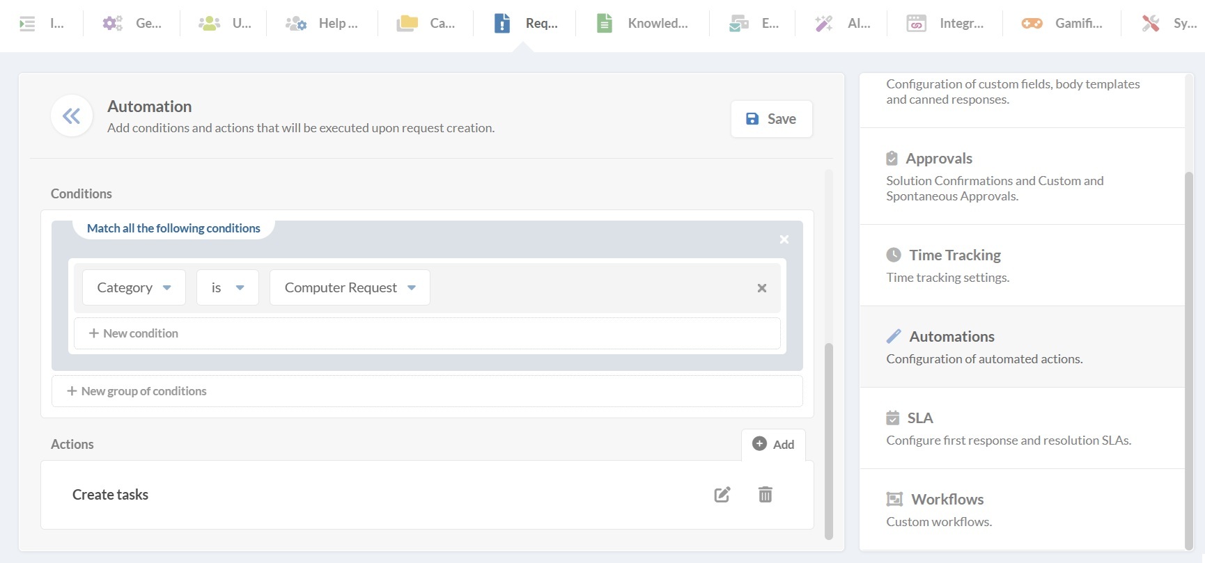 Captura de tela do menu para selecionar mensagens para gerar artigos da Base de Conhecimento com IA no InvGate Service Management.