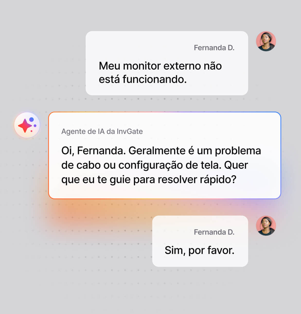 Respostas instantâneas por meio de suporte conversacional