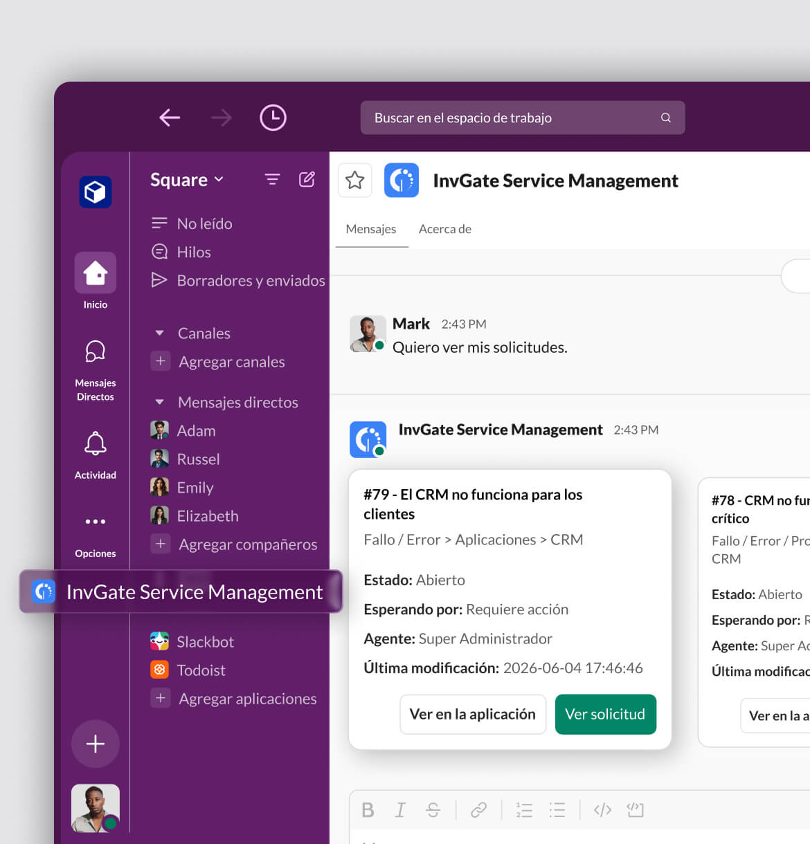 Soporte desde Slack