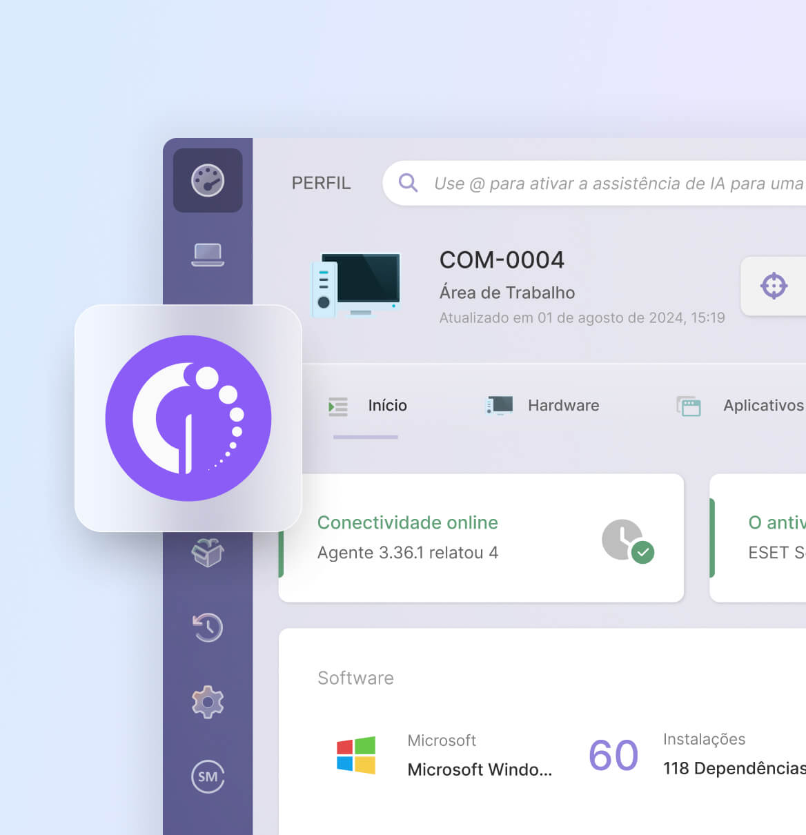 Integre seu inventário de ativos à central de serviços