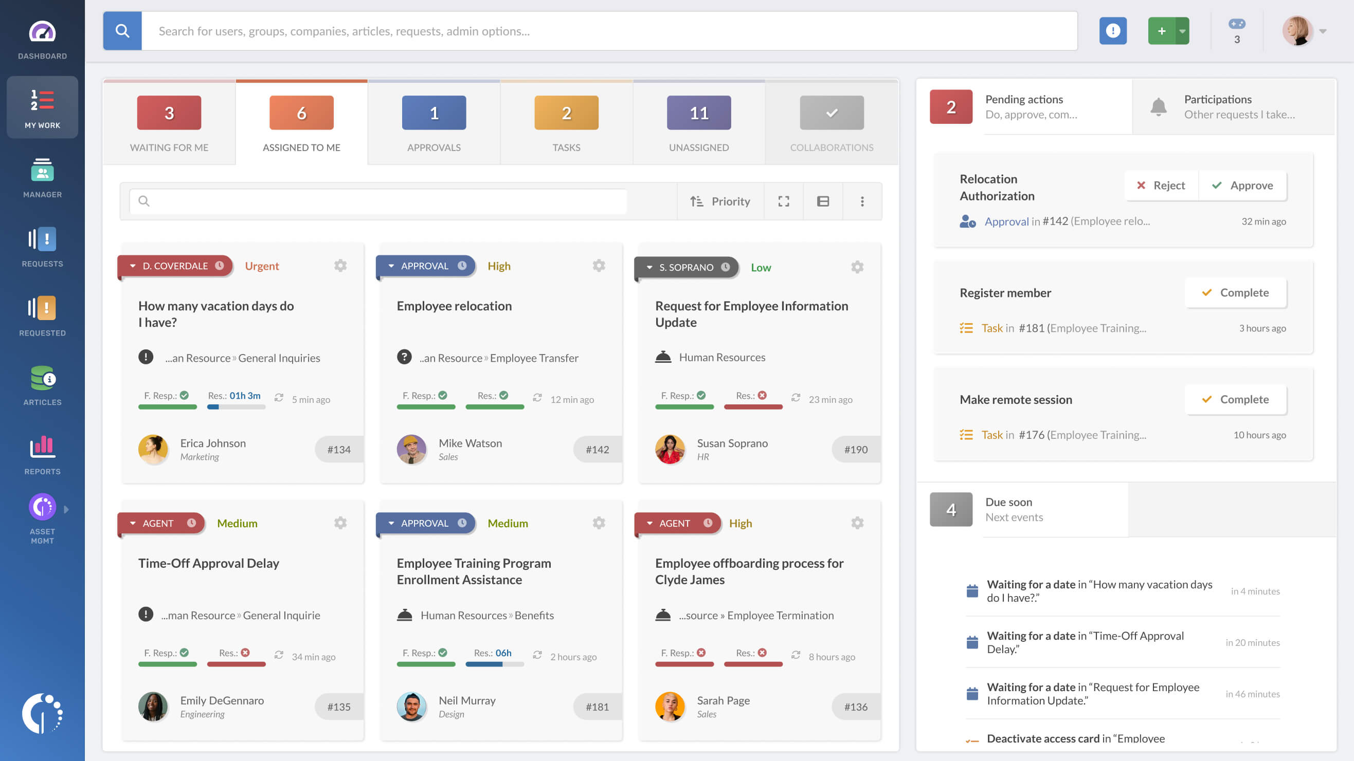 Main view of InvGate Service Management