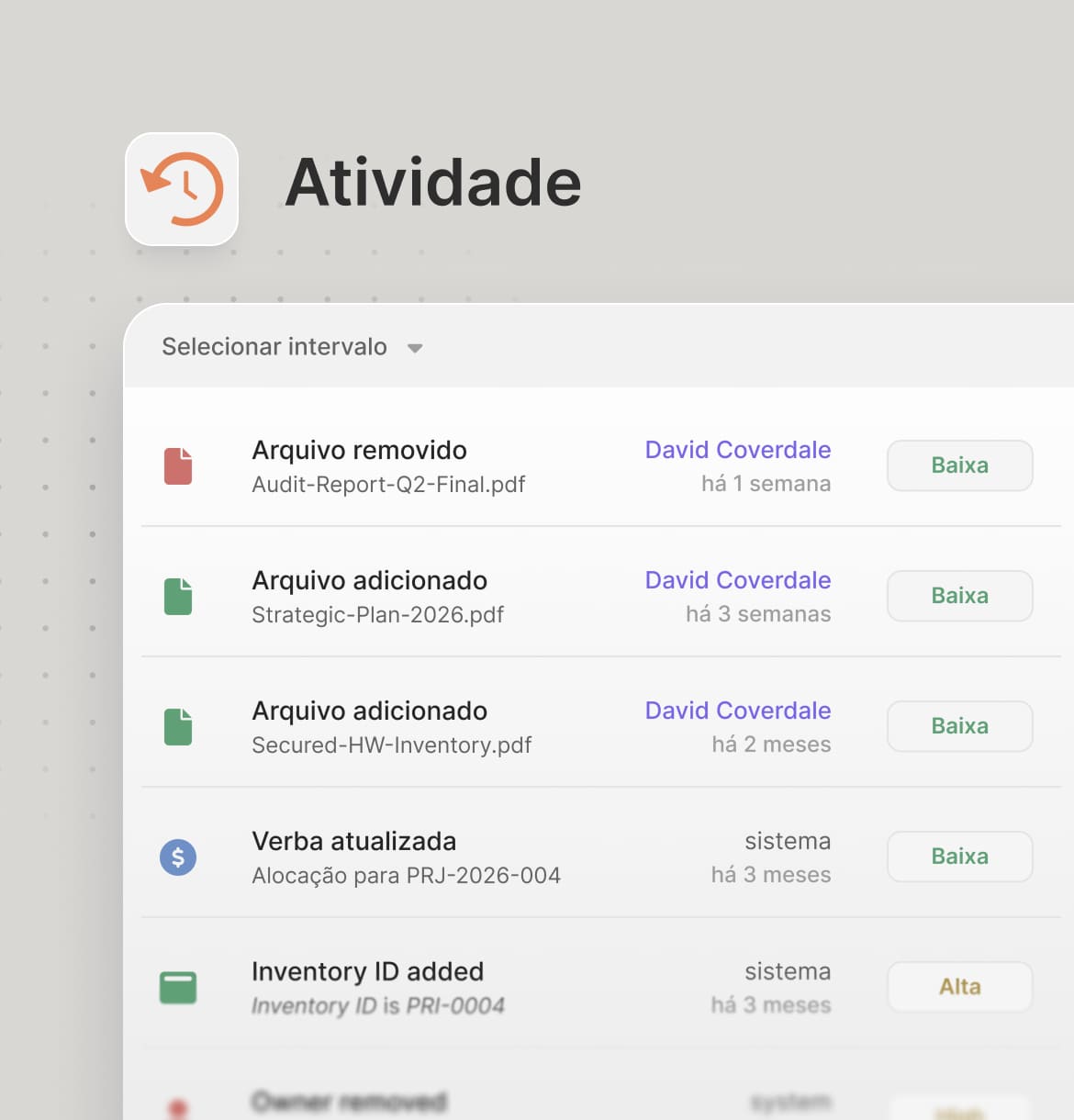 Trilha de auditoria e logs de atividades