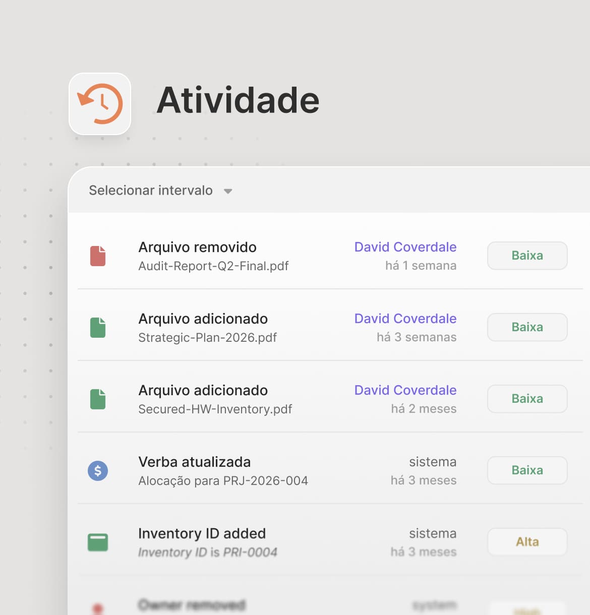 Trilha de auditoria e logs de atividades