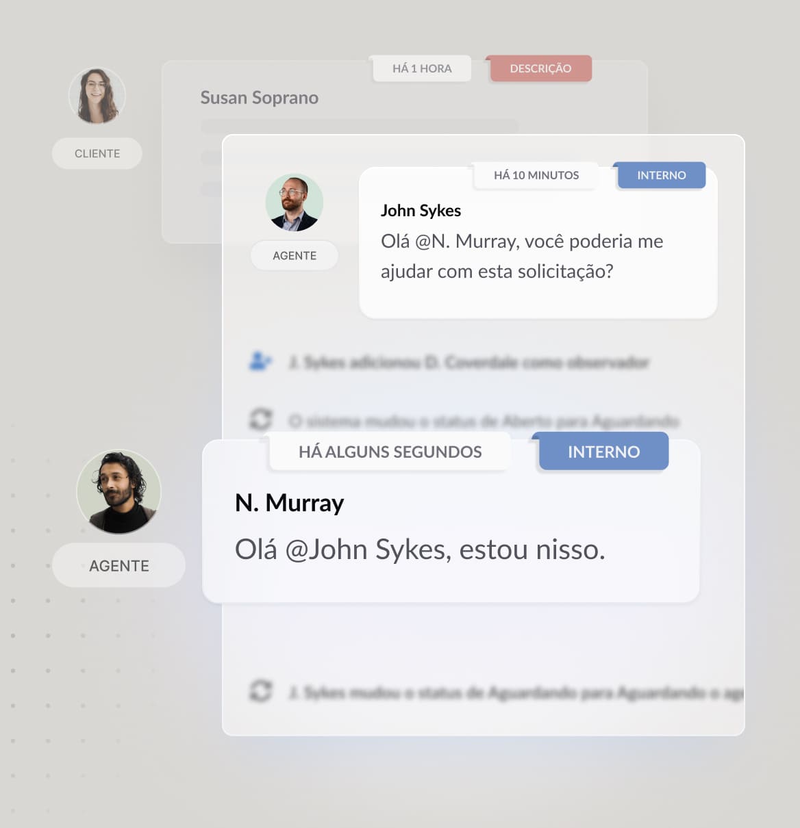 Comentários colaborativos e notas internas