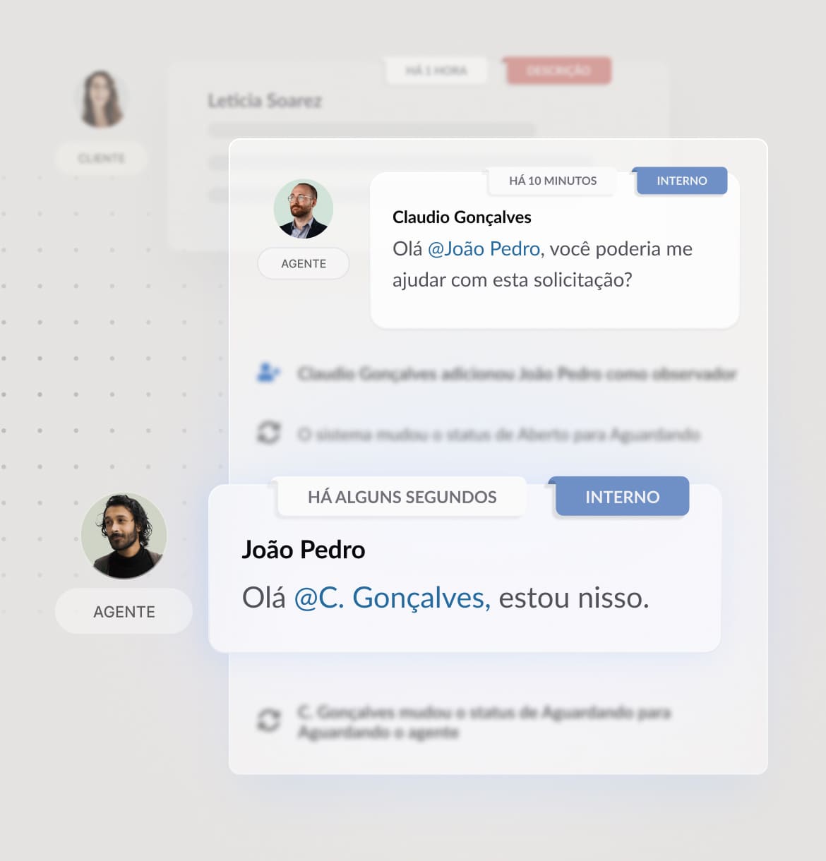 Comentários colaborativos e notas internas