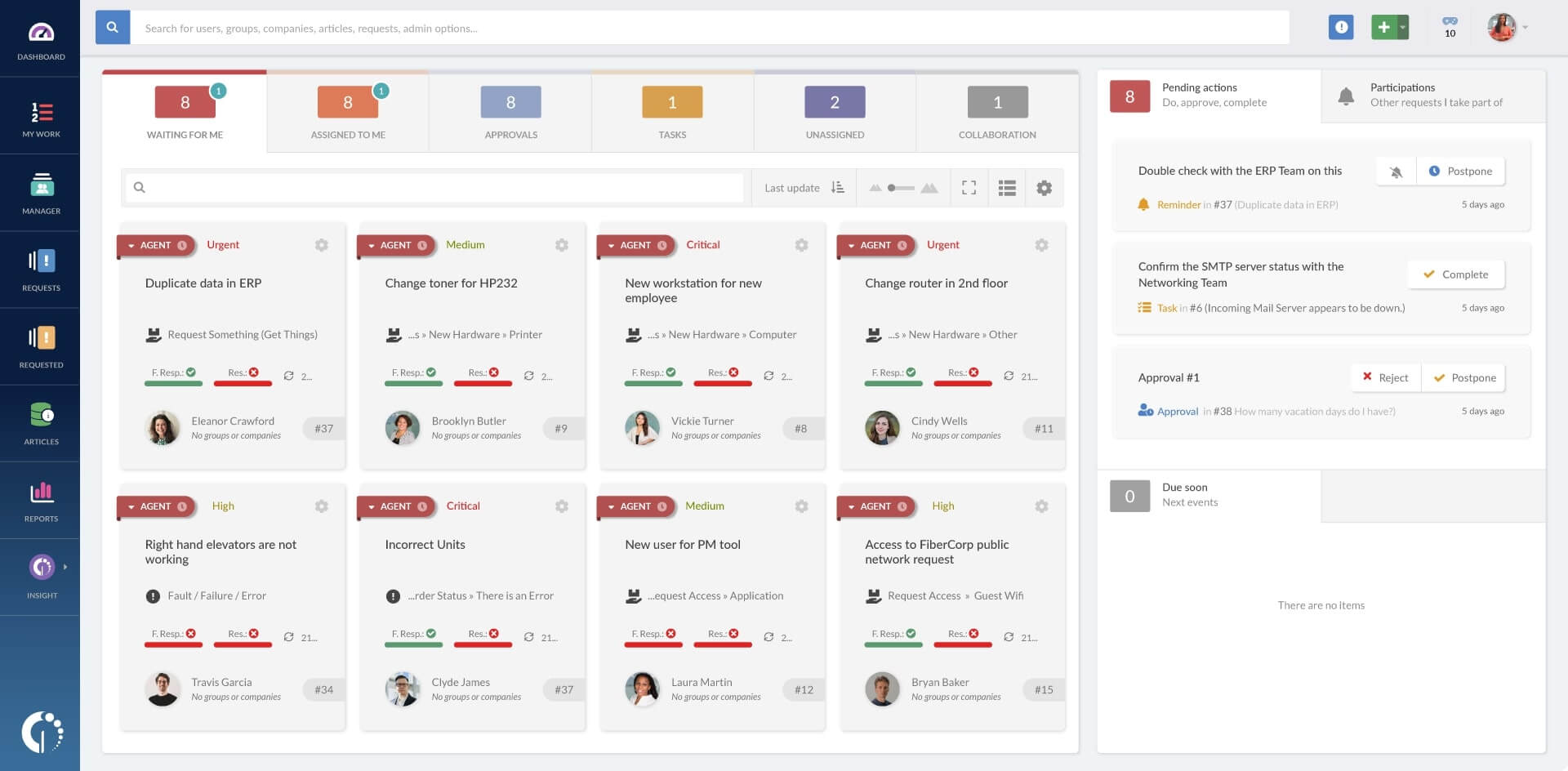 Vista principal de InvGate Service Management