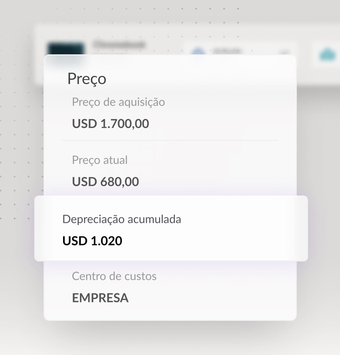 Aprimore o rastreamento da depreciação de ativos