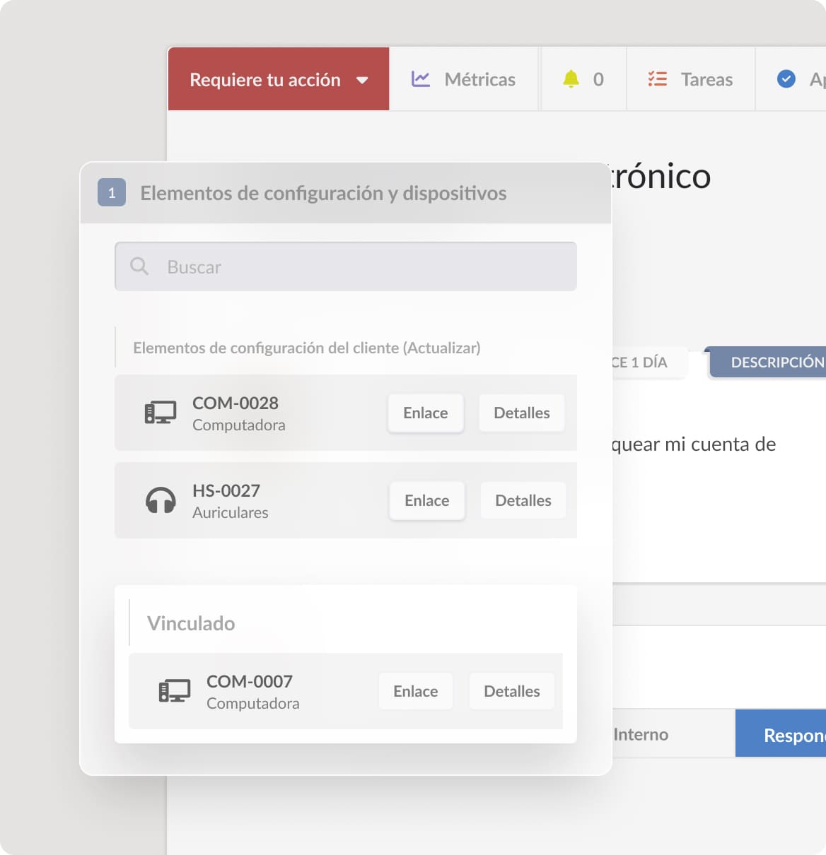 Conecta los tickets con activos
